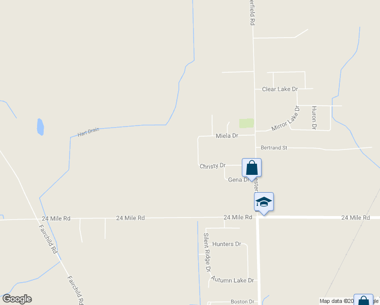 map of restaurants, bars, coffee shops, grocery stores, and more near 53511 Christy Drive in New Baltimore