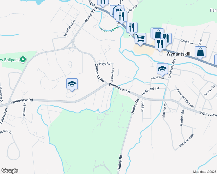 map of restaurants, bars, coffee shops, grocery stores, and more near 204 Whiteview Road in Wynantskill