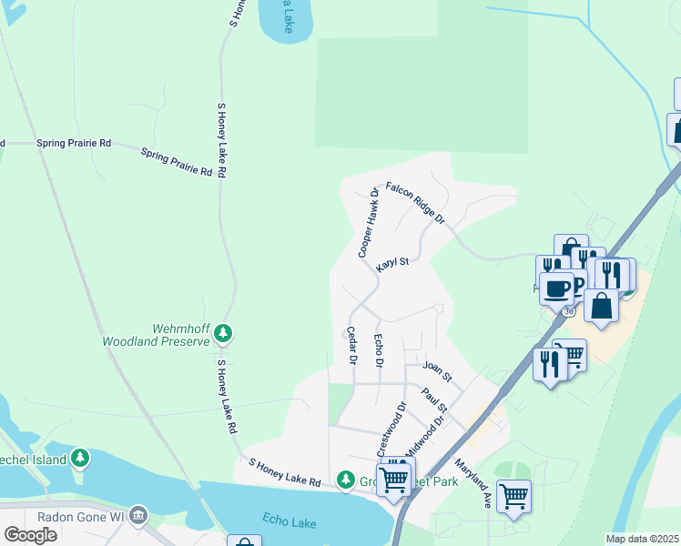 map of restaurants, bars, coffee shops, grocery stores, and more near 124 Monica Ct in Burlington