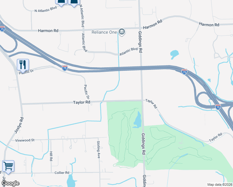 map of restaurants, bars, coffee shops, grocery stores, and more near 1671-1779 Taylor Road in Auburn Hills
