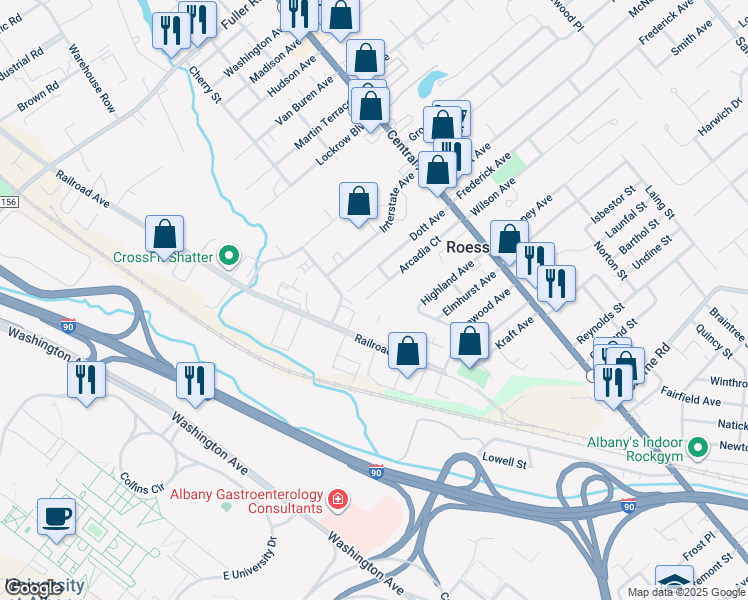 map of restaurants, bars, coffee shops, grocery stores, and more near 68 Arcadia Court in Albany