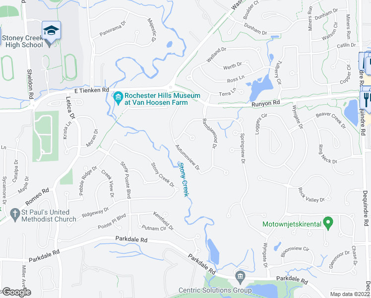 map of restaurants, bars, coffee shops, grocery stores, and more near 1143 Autumnview Drive in Rochester