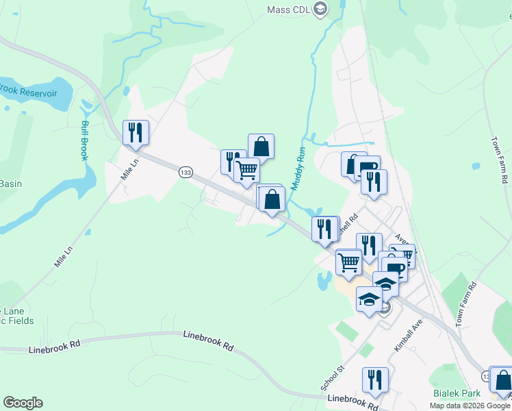 map of restaurants, bars, coffee shops, grocery stores, and more near High Street in Ipswich
