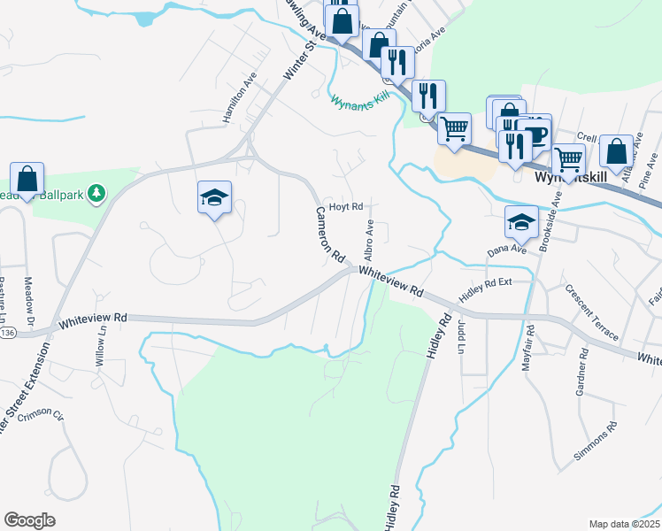 map of restaurants, bars, coffee shops, grocery stores, and more near 204 Whiteview Road in Wynantskill
