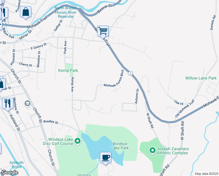 map of restaurants, bars, coffee shops, grocery stores, and more near 201 Mohawk Forest Boulevard in North Adams