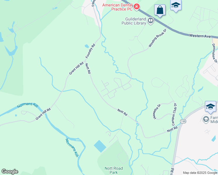 map of restaurants, bars, coffee shops, grocery stores, and more near 17 Winding Brook Drive in Guilderland