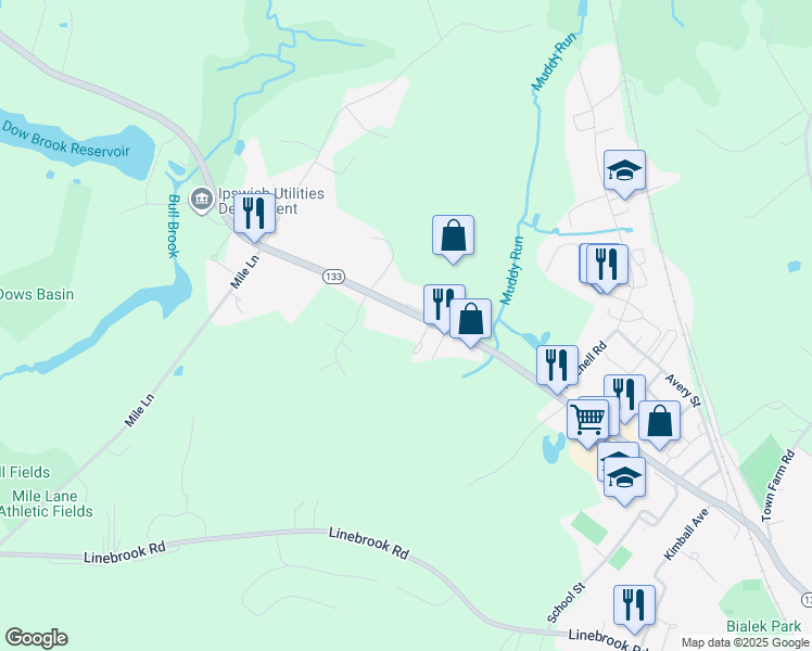 map of restaurants, bars, coffee shops, grocery stores, and more near 210 High Street in Ipswich