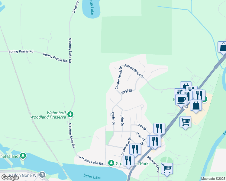 map of restaurants, bars, coffee shops, grocery stores, and more near 124 Monica Court in Burlington