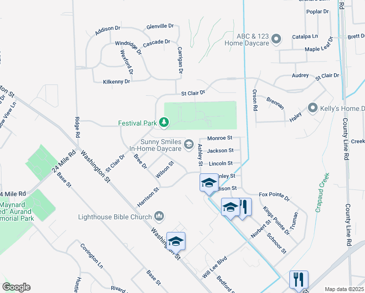 map of restaurants, bars, coffee shops, grocery stores, and more near 35596 Brooke Court in New Baltimore