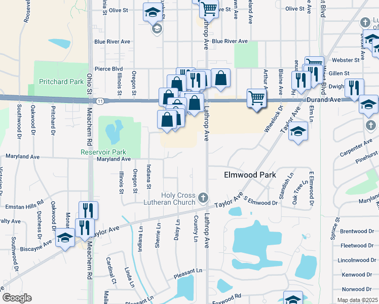 map of restaurants, bars, coffee shops, grocery stores, and more near 4000 Maryland Avenue in Racine