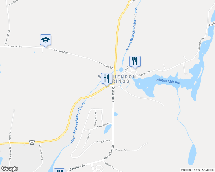 map of restaurants, bars, coffee shops, grocery stores, and more near 491 Maple Street in Winchendon