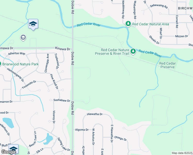 map of restaurants, bars, coffee shops, grocery stores, and more near 3882 Dobie Rd in Meridian Charter Township
