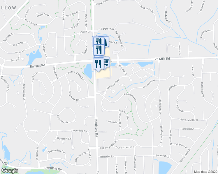 map of restaurants, bars, coffee shops, grocery stores, and more near 54851 Marissa Court in Utica