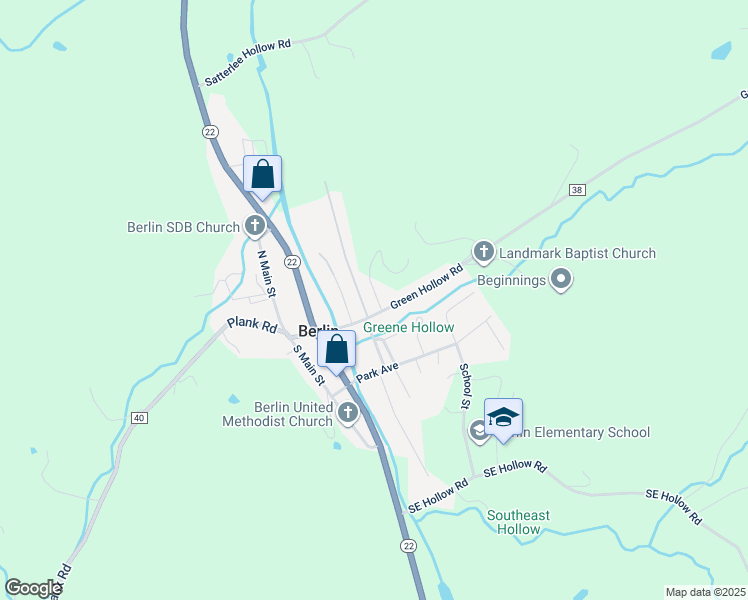 map of restaurants, bars, coffee shops, grocery stores, and more near 107 Green Hollow Road in Berlin