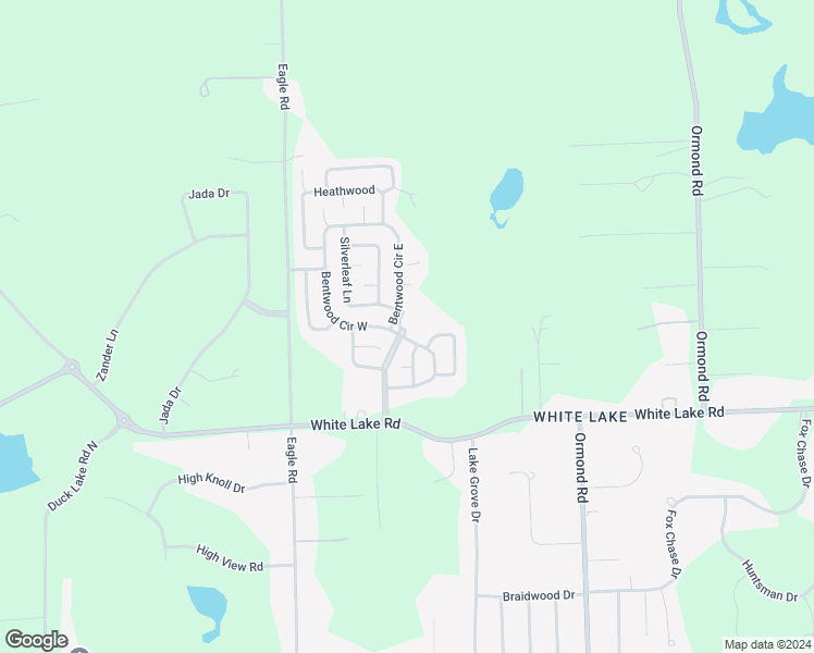 map of restaurants, bars, coffee shops, grocery stores, and more near 3951 Bentwood Circle West in White Lake charter Township