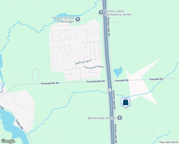 map of restaurants, bars, coffee shops, grocery stores, and more near 6164 Addison Way in Fenton