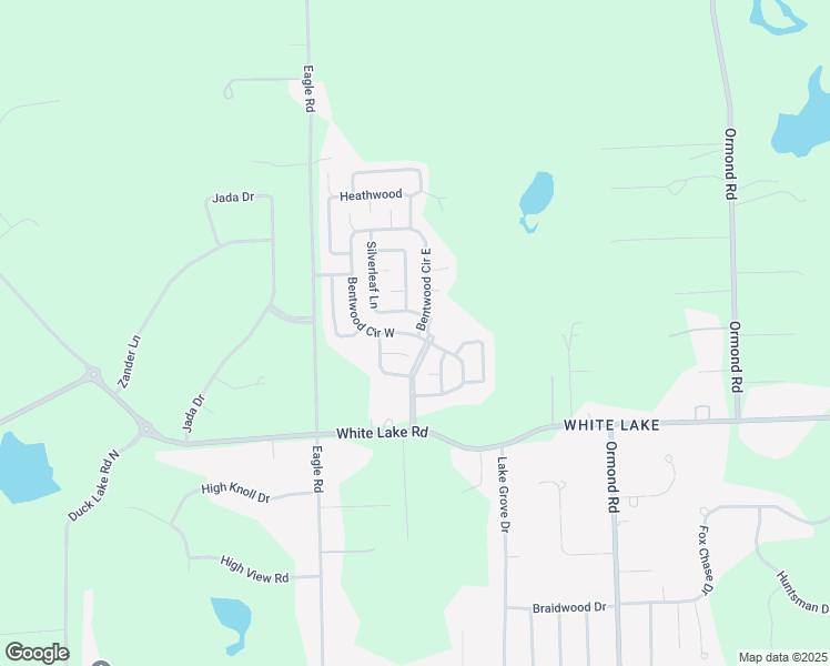 map of restaurants, bars, coffee shops, grocery stores, and more near 6015 Bentwood Circle East in White Lake charter Township