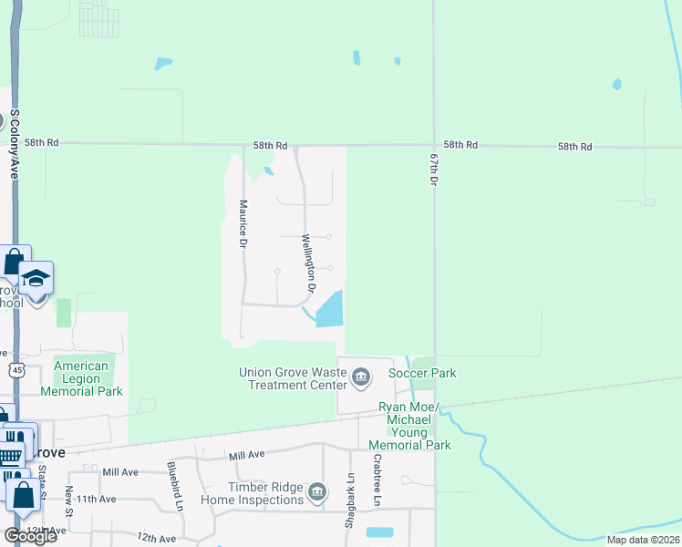map of restaurants, bars, coffee shops, grocery stores, and more near 145 Saint James Circle in Union Grove