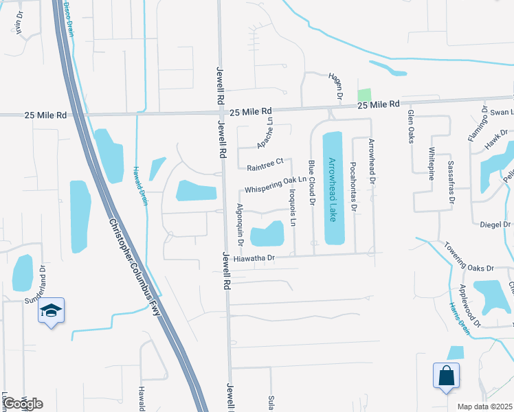 map of restaurants, bars, coffee shops, grocery stores, and more near 11741 Shawnee Point in Macomb County