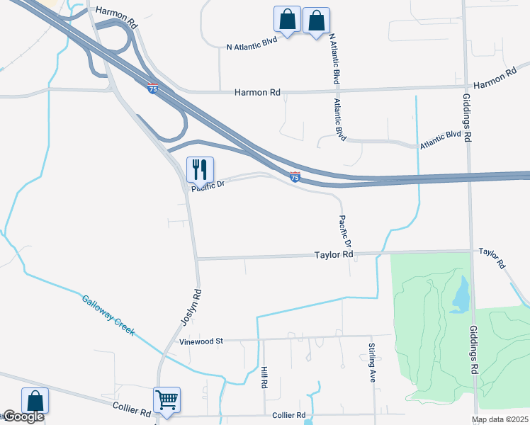 map of restaurants, bars, coffee shops, grocery stores, and more near 1320 Pacific Drive in Auburn Hills