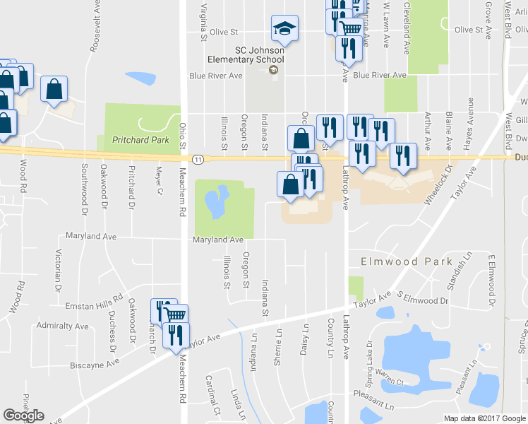 map of restaurants, bars, coffee shops, grocery stores, and more near 3214 Kentucky Street in Racine
