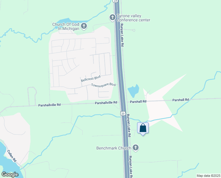 map of restaurants, bars, coffee shops, grocery stores, and more near 9900 Townsquare Boulevard in Fenton