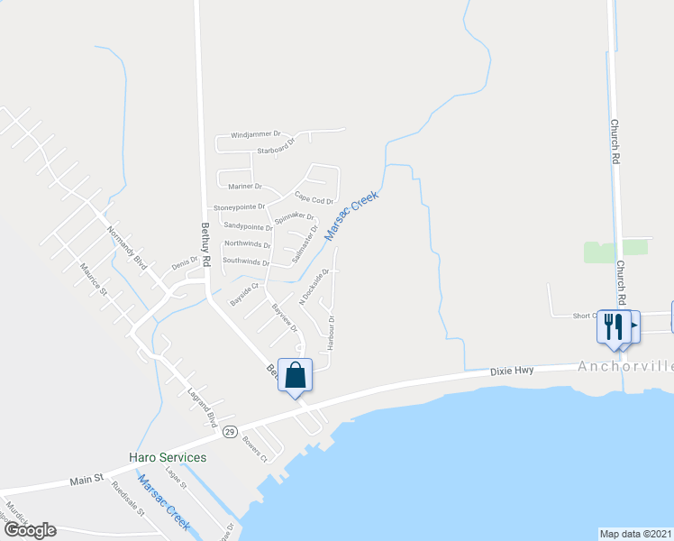 map of restaurants, bars, coffee shops, grocery stores, and more near 8062 Harbour Drive in St. Clair County