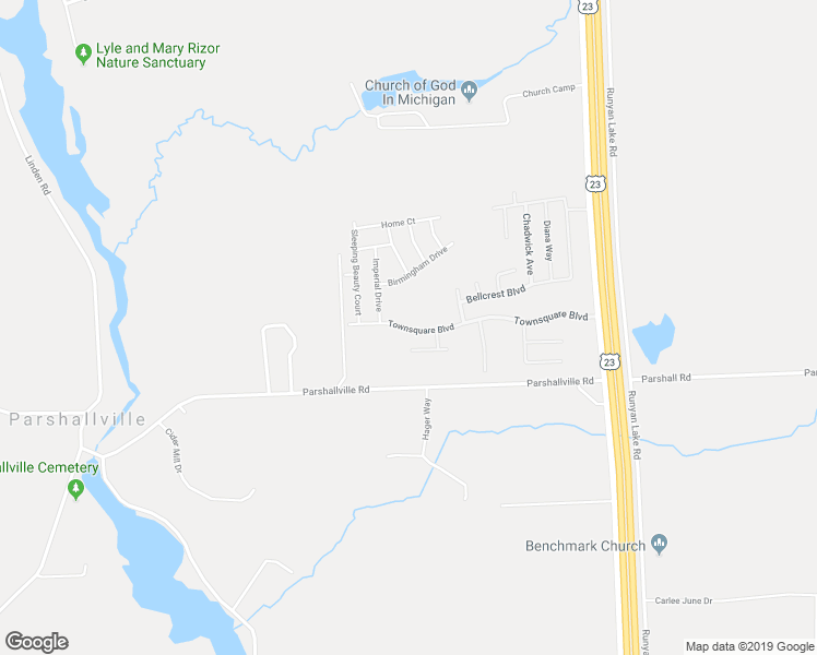 map of restaurants, bars, coffee shops, grocery stores, and more near 9722 Townsquare Boulevard in Fenton