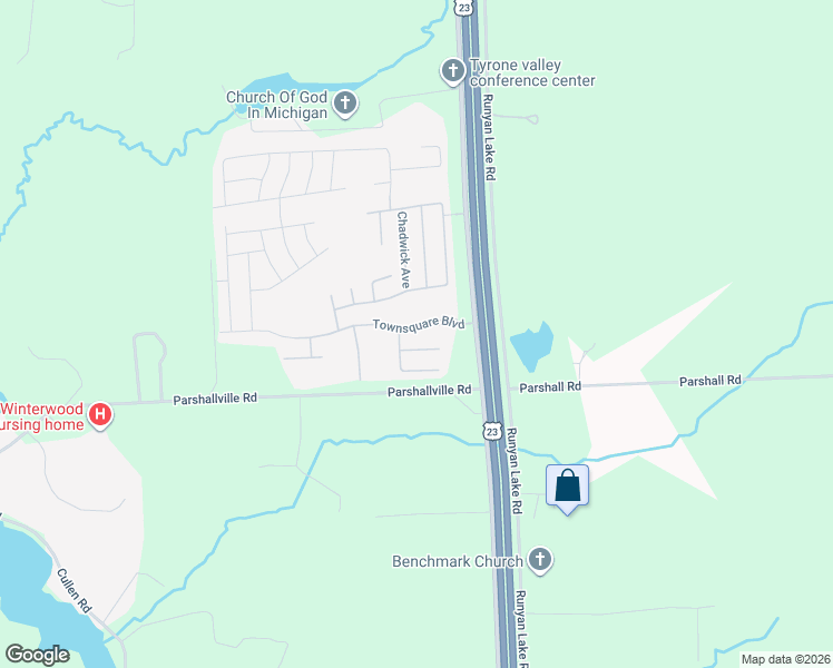 map of restaurants, bars, coffee shops, grocery stores, and more near 6190 Addison Way in Fenton