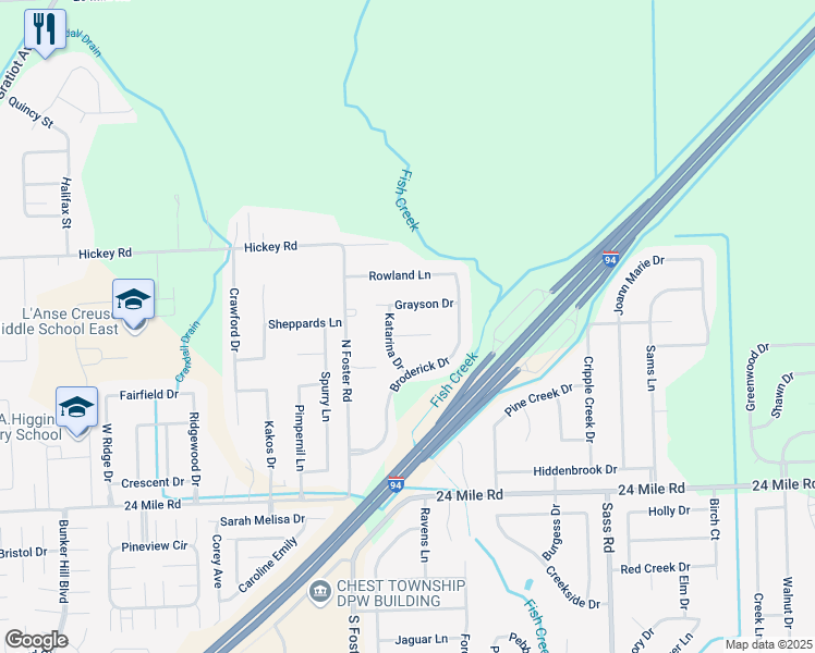 map of restaurants, bars, coffee shops, grocery stores, and more near 31157 Mackenzie Court in New Baltimore