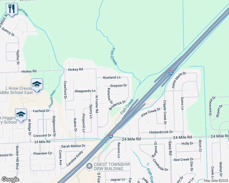 map of restaurants, bars, coffee shops, grocery stores, and more near 31157 Mackenzie Court in New Baltimore