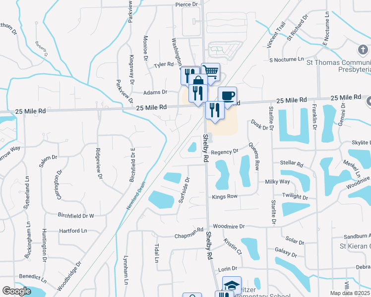 map of restaurants, bars, coffee shops, grocery stores, and more near 4207 Snoal Lane in Macomb County