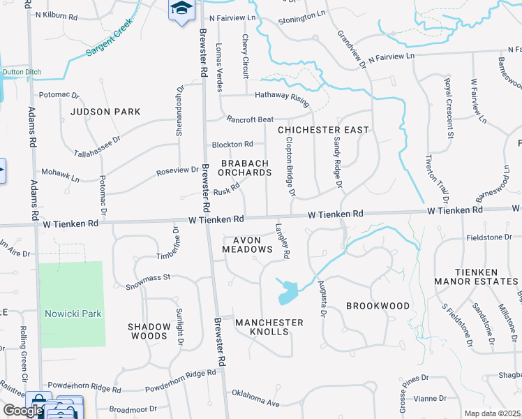 map of restaurants, bars, coffee shops, grocery stores, and more near 1015 Hayfield Road in Rochester Hills