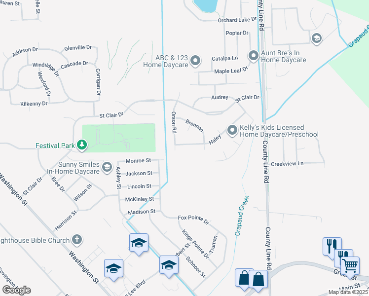 map of restaurants, bars, coffee shops, grocery stores, and more near 36448 Haley in New Baltimore