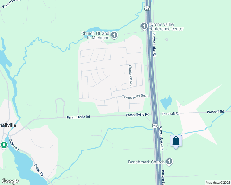 map of restaurants, bars, coffee shops, grocery stores, and more near 9900 Townsquare Boulevard in Fenton