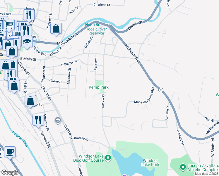 map of restaurants, bars, coffee shops, grocery stores, and more near 35 Whitney Street in North Adams