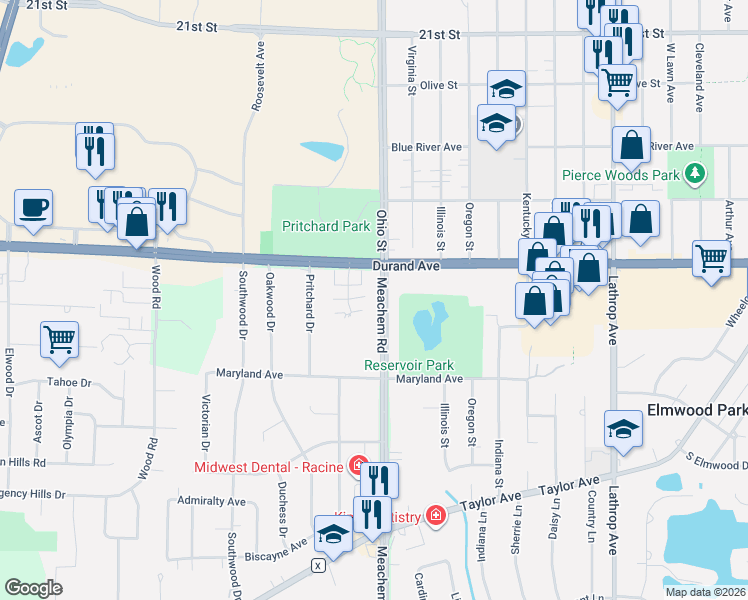 map of restaurants, bars, coffee shops, grocery stores, and more near 3029 Meachem Road in Mount Pleasant
