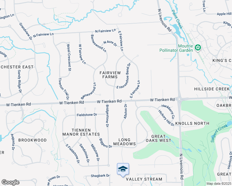 map of restaurants, bars, coffee shops, grocery stores, and more near 1022 Whispering Knoll Lane in Rochester Hills
