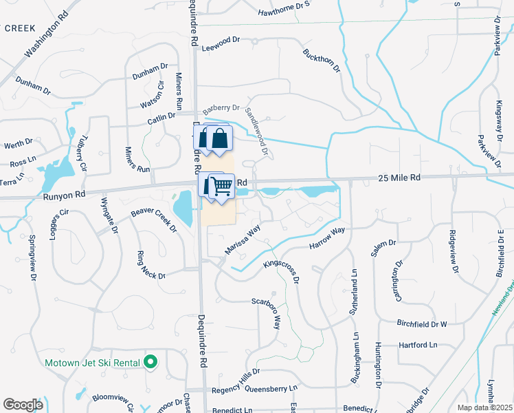 map of restaurants, bars, coffee shops, grocery stores, and more near 54851 Kingsley Drive in Macomb County