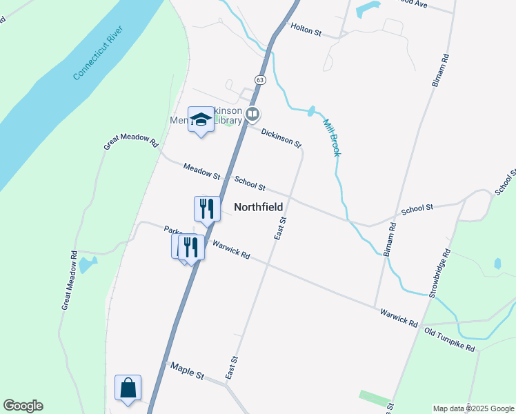 map of restaurants, bars, coffee shops, grocery stores, and more near in Northfield