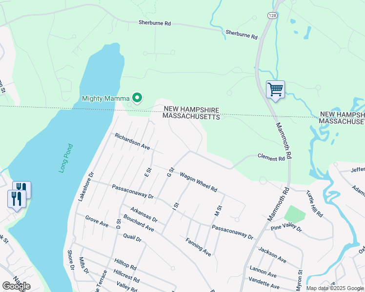 map of restaurants, bars, coffee shops, grocery stores, and more near 84 Clement Road in Dracut