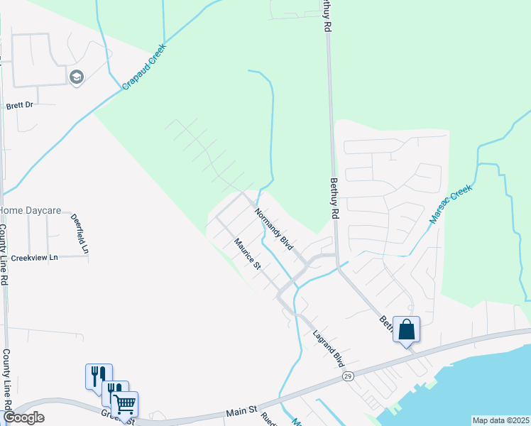 map of restaurants, bars, coffee shops, grocery stores, and more near 11404 Normandy Boulevard in St. Clair County