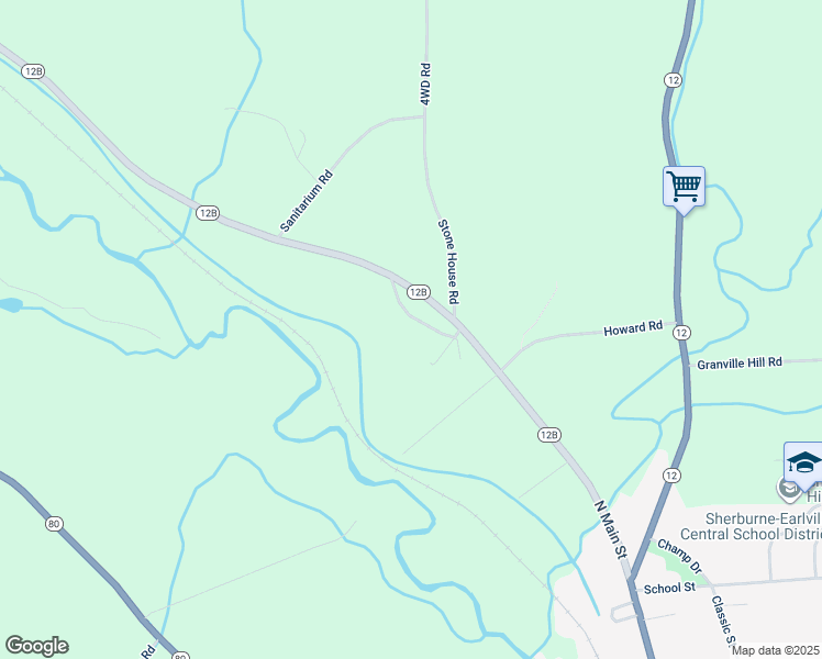 map of restaurants, bars, coffee shops, grocery stores, and more near 121 Foote Hill Rd in Sherburne