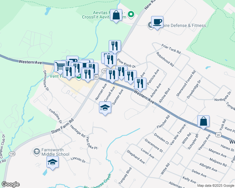 map of restaurants, bars, coffee shops, grocery stores, and more near 3 Sumter Avenue in Albany