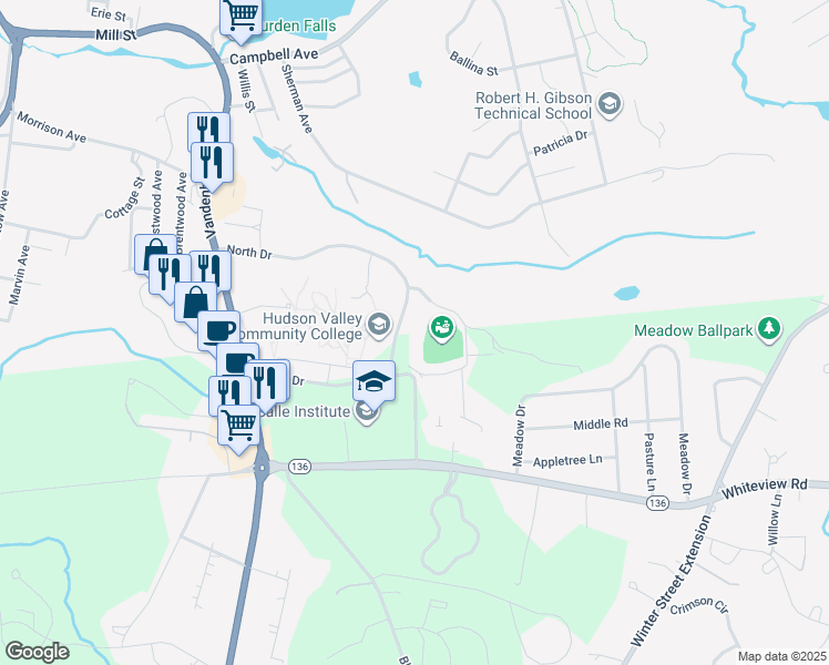 map of restaurants, bars, coffee shops, grocery stores, and more near 80 Vandenburgh Avenue in Troy