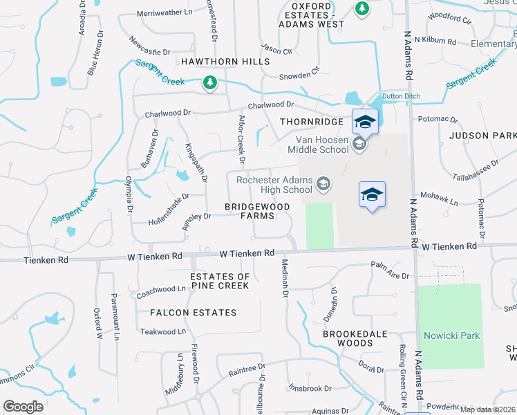 map of restaurants, bars, coffee shops, grocery stores, and more near 3508 Aynsley Drive in Rochester Hills