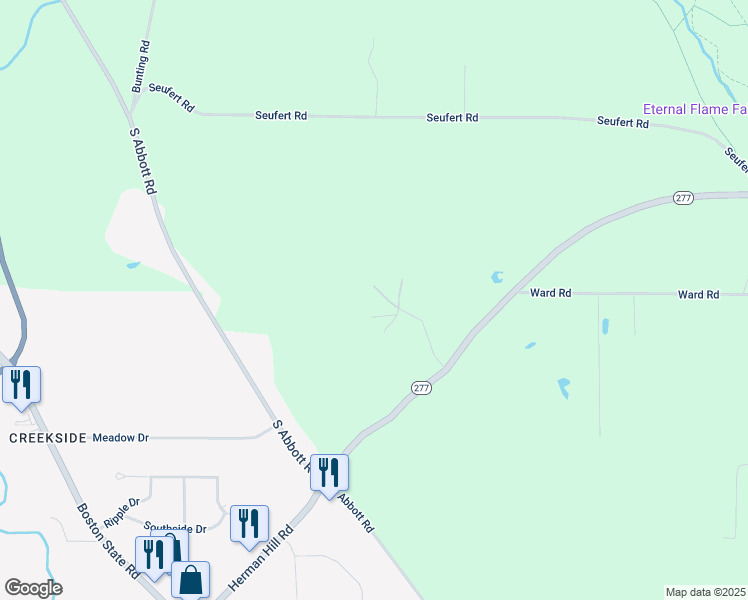 map of restaurants, bars, coffee shops, grocery stores, and more near 5859 Woodlee Court in Orchard Park