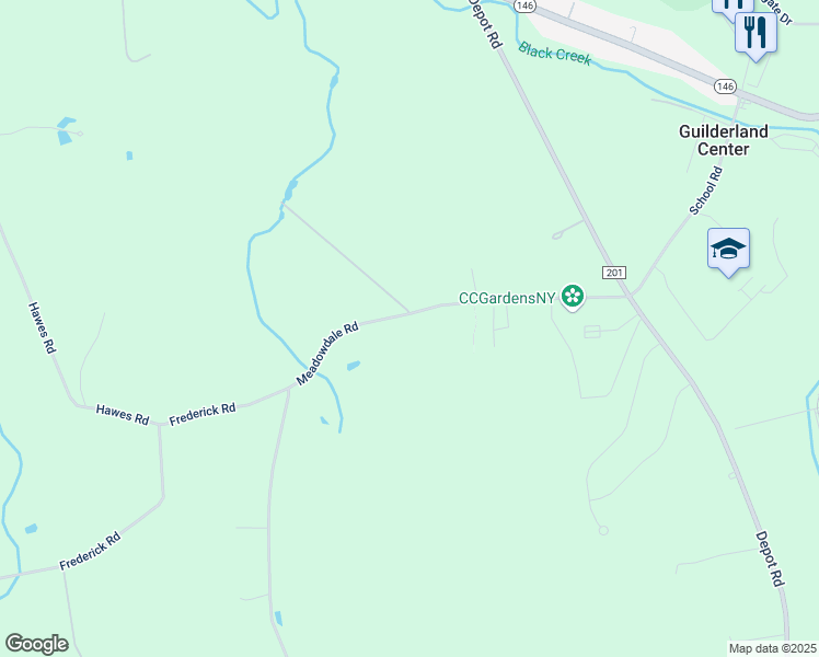 map of restaurants, bars, coffee shops, grocery stores, and more near 1132 Meadowdale Road in Altamont