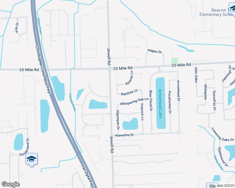 map of restaurants, bars, coffee shops, grocery stores, and more near 11715 Chippewa Court in Macomb County