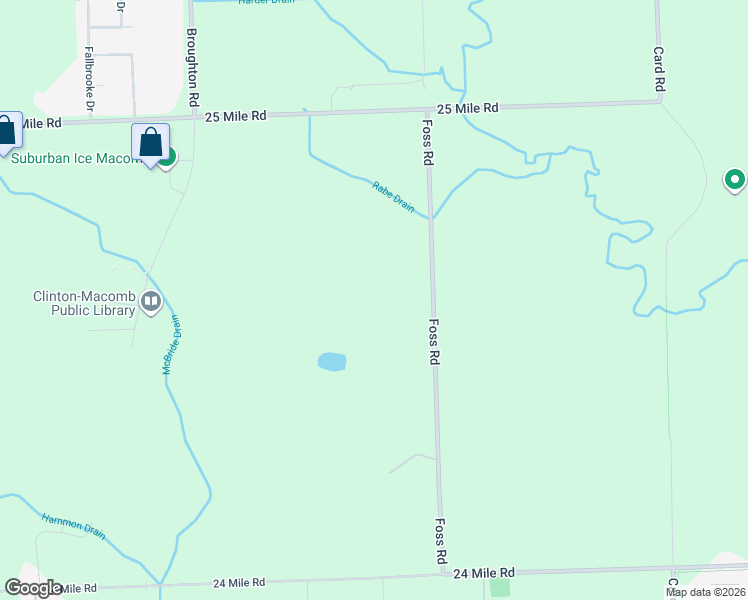 map of restaurants, bars, coffee shops, grocery stores, and more near 54019 Foss Road in Macomb